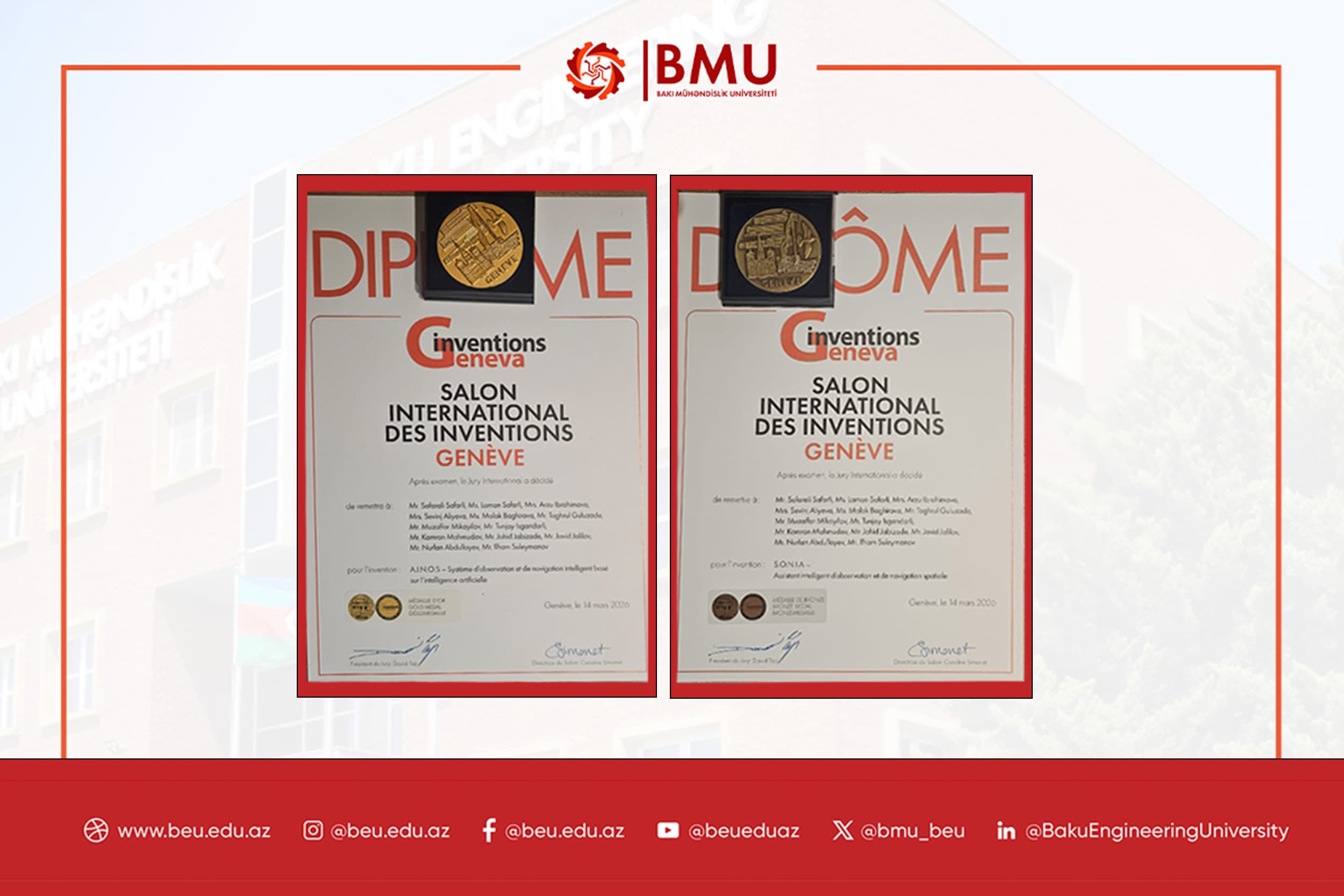 Team Representing BEU Win Gold and Bronze Medals in Geneva