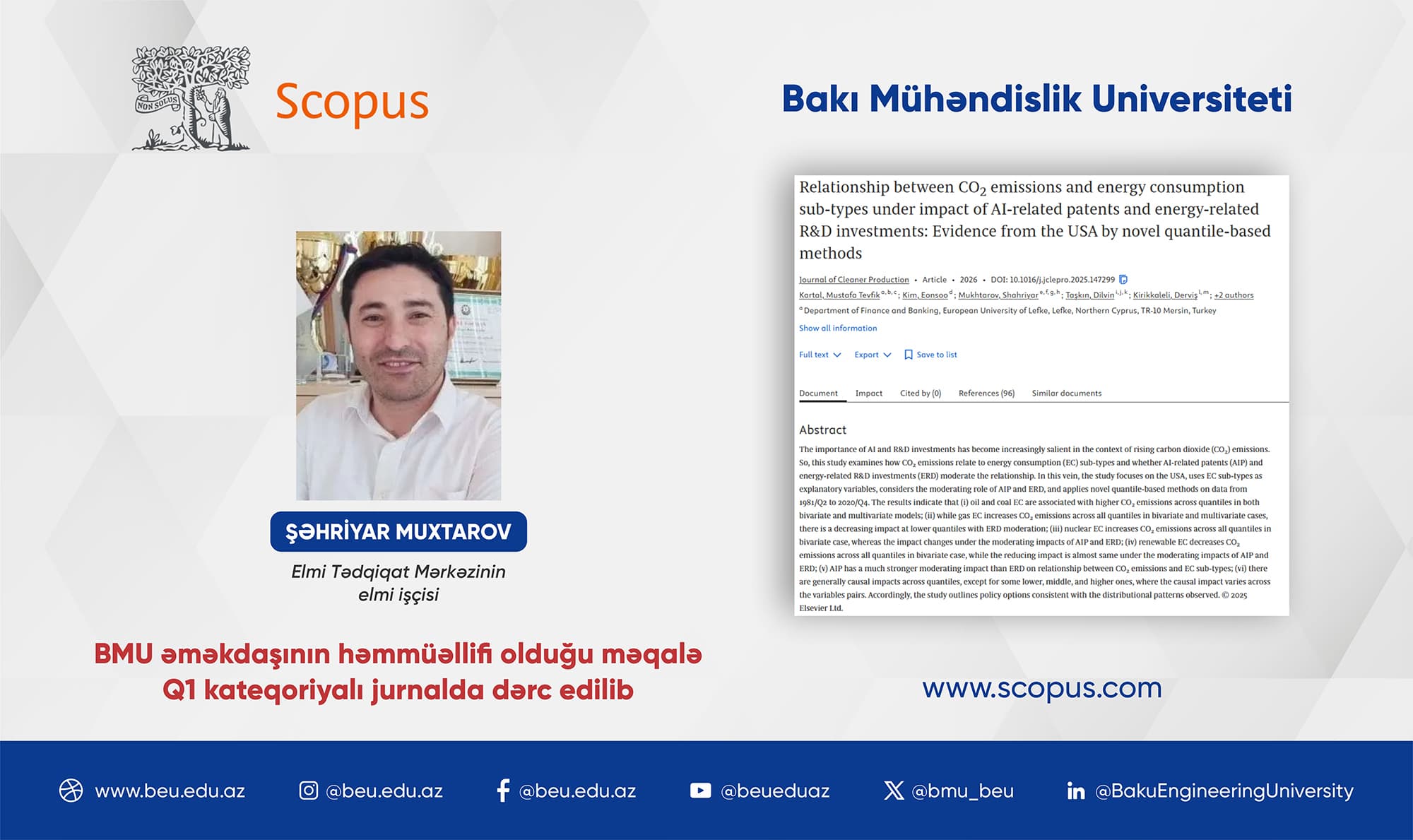 BMU əməkdaşının elmi araşdırması Q1 kateqoriyalı jurnalda