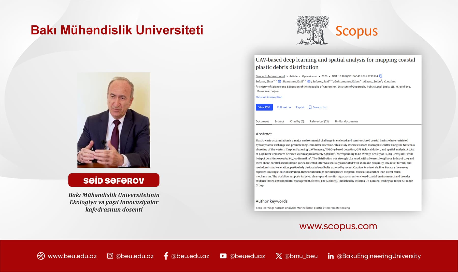 BEU Scientist Presents New Approach to Mapping Plastic Pollution in the Caspian