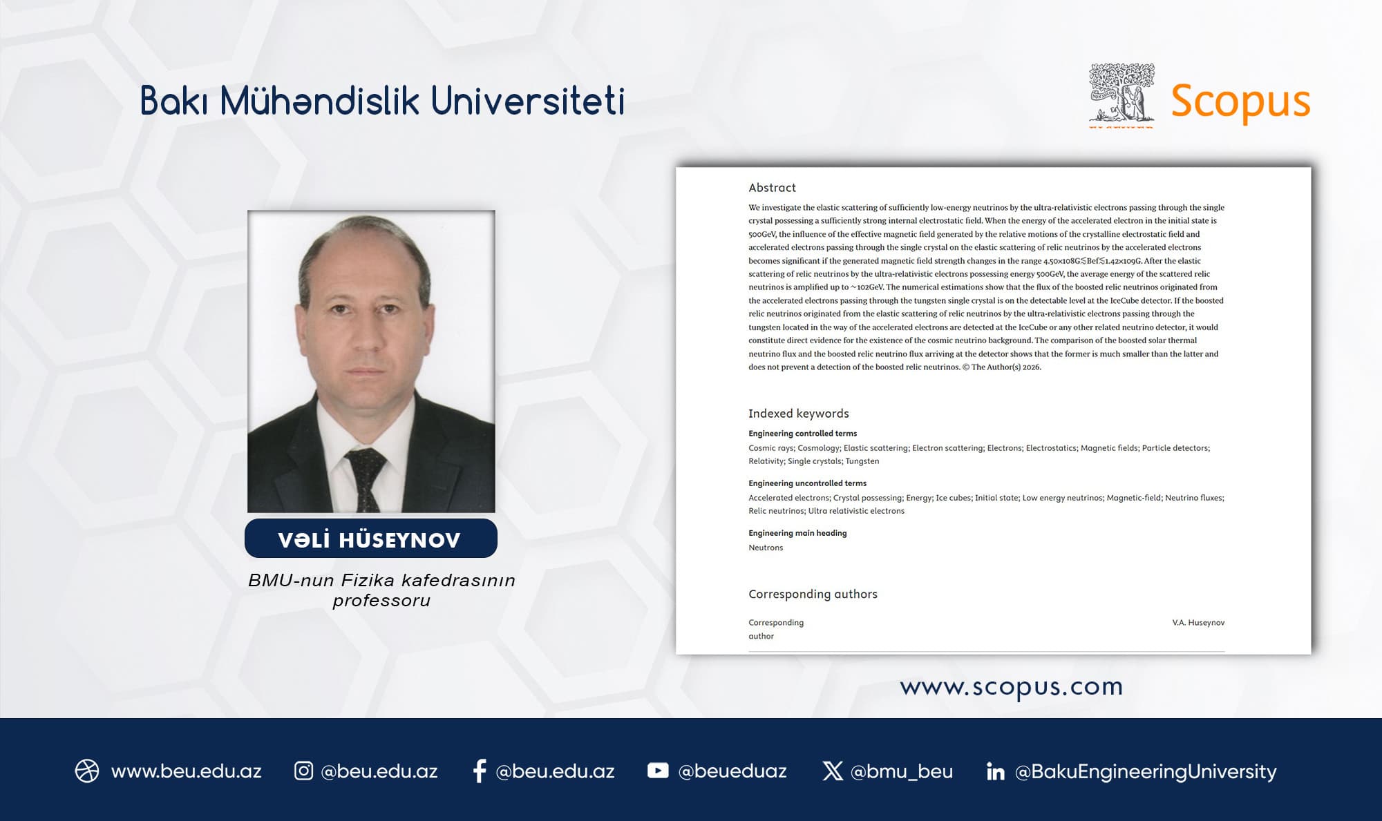 BMU aliminin məqaləsi Q1 kateqoriyalı beynəlxalq jurnalda dərc olunub