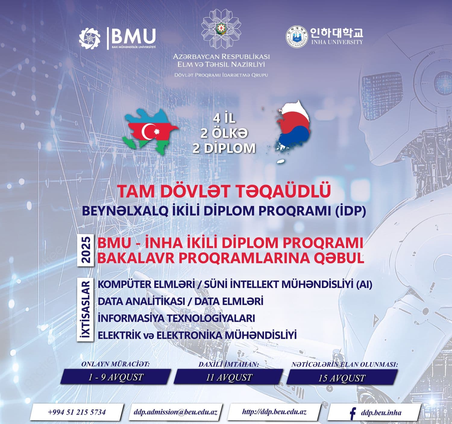 BMU-İNHA İDP-yə 2025/2026-cı tədris ili üçün sənəd qəbulunun tarixləri